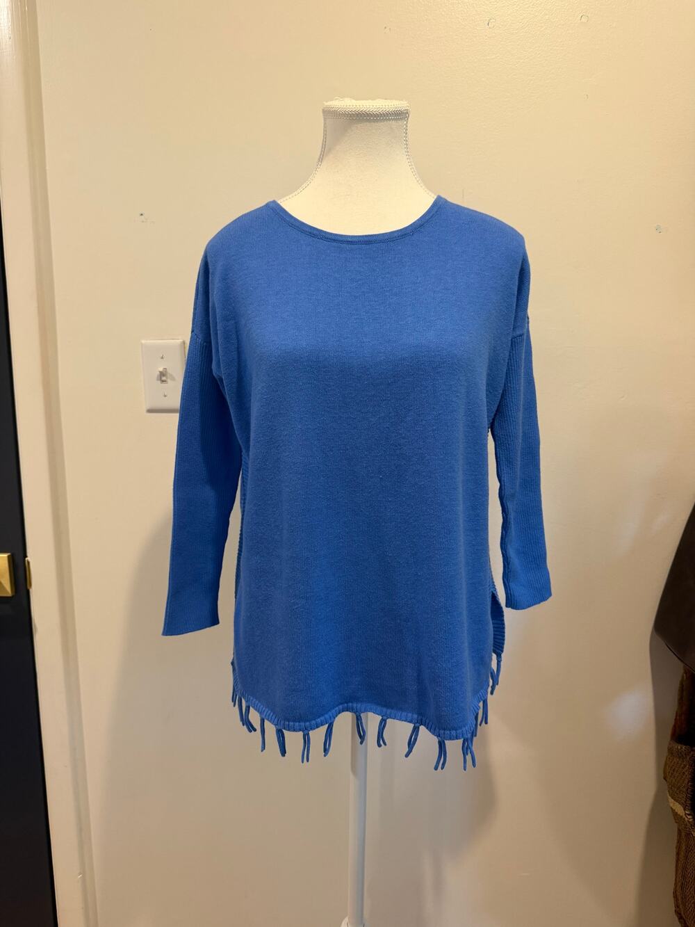 Lilly Pulitzer 100% Cotton Blue Fringe Sweater L